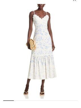 Aqua lace Trim Midi Dress